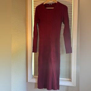 Lulus Ribbed Knit Sweater Dress Burgundy XL NWT